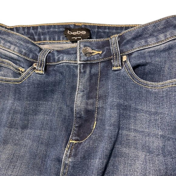 BEBE Gold Glitter Tuxedo Striped Skinny Jeans Sz 26 - Picture 7 of 12